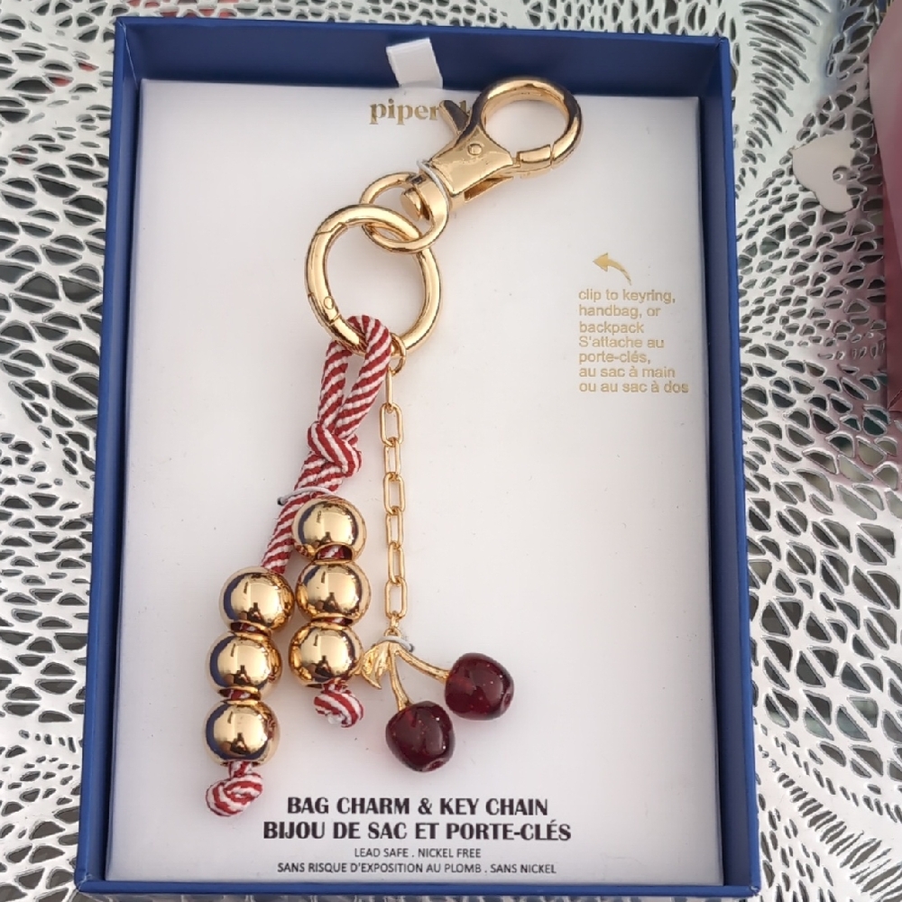 Piper Gold and Red bag Charm